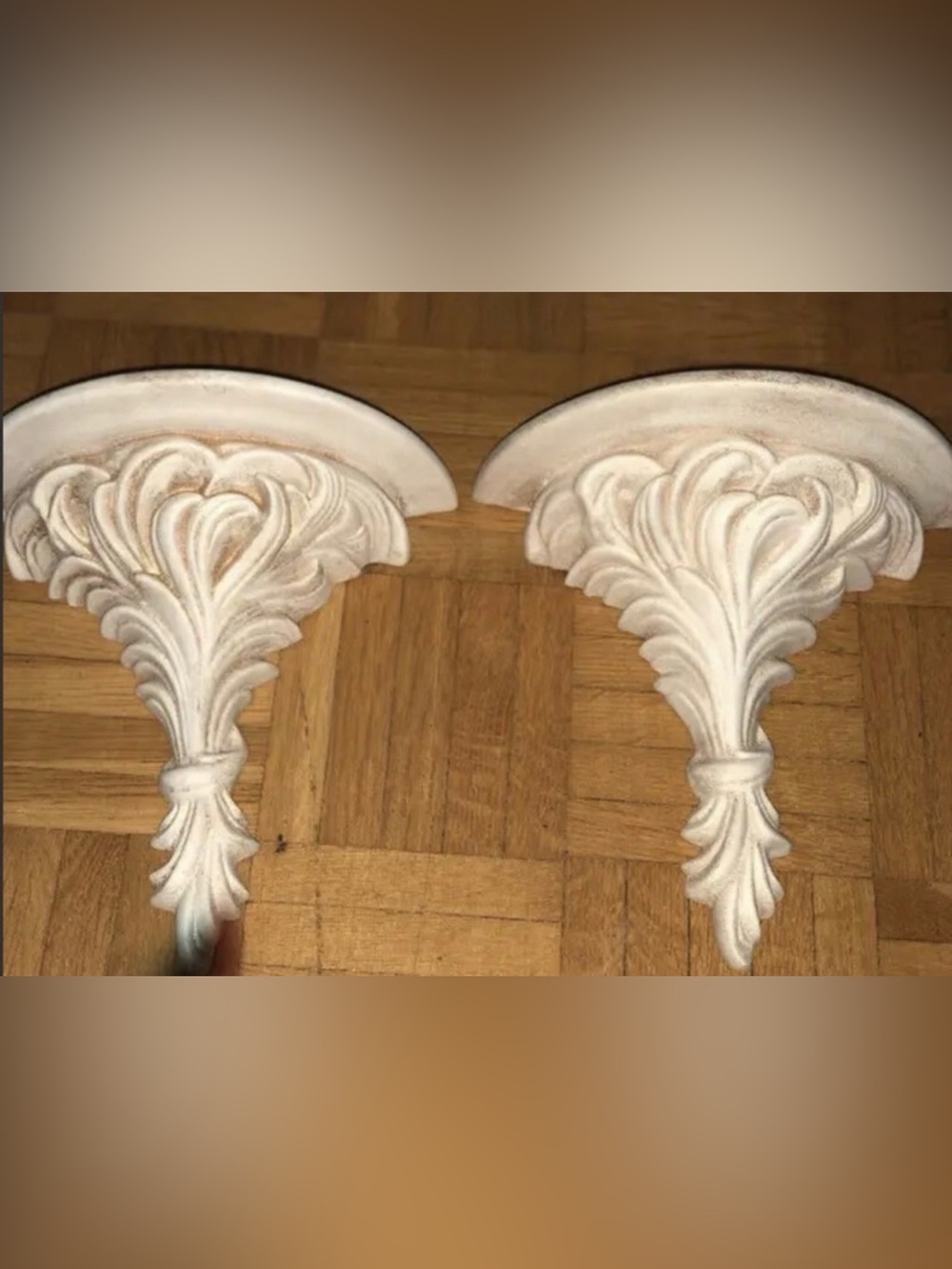 Ornate White Decorative Wall Corbels - Pair